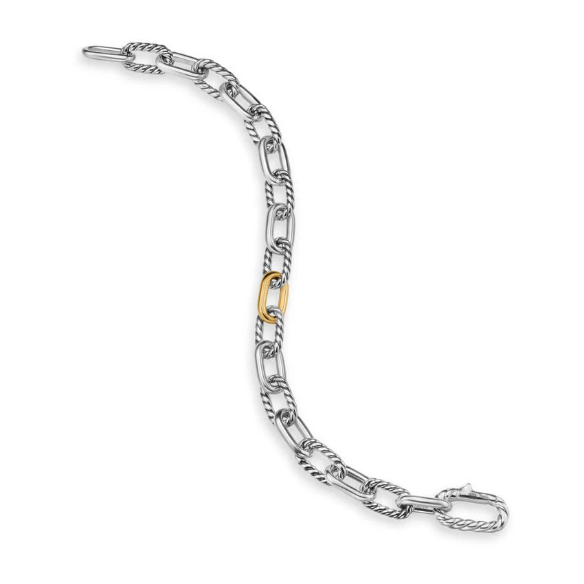 DY Madison Chain Bracelet in Sterling Silver with 18K Yellow Gold, 8.5mm, Size Small - Image 2