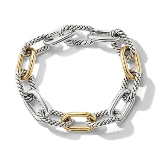 DY Madison Chain Bracelet in Sterling Silver with 18K Yellow Gold, Size Large - Image 2