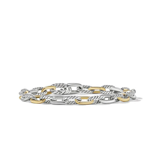 DY Madison Chain Bracelet in Sterling Silver with 18K Yellow Gold, Size Small