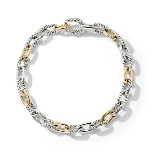 DY Madison Chain Bracelet in Sterling Silver with 18K Yellow Gold, Size Small - Image 2