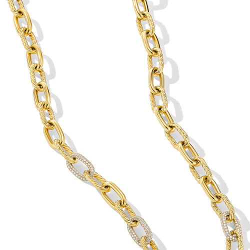 DY Madison Chain Necklace in 18K Yellow Gold with Diamonds, 8.5mm - Image 2
