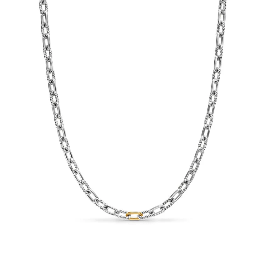 DY Madison Chain Necklace in Sterling Silver with 18K Yellow Gold, 6mm, 22"