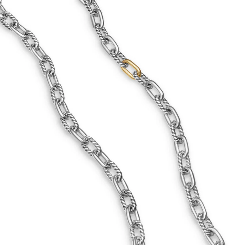DY Madison Chain Necklace in Sterling Silver with 18K Yellow Gold, 6mm, 22" - Image 3