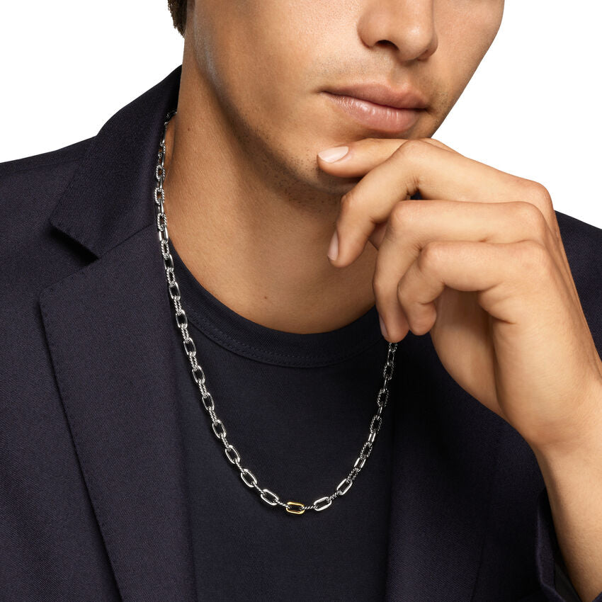 DY Madison Chain Necklace in Sterling Silver with 18K Yellow Gold, 6mm, 22" - Image 5