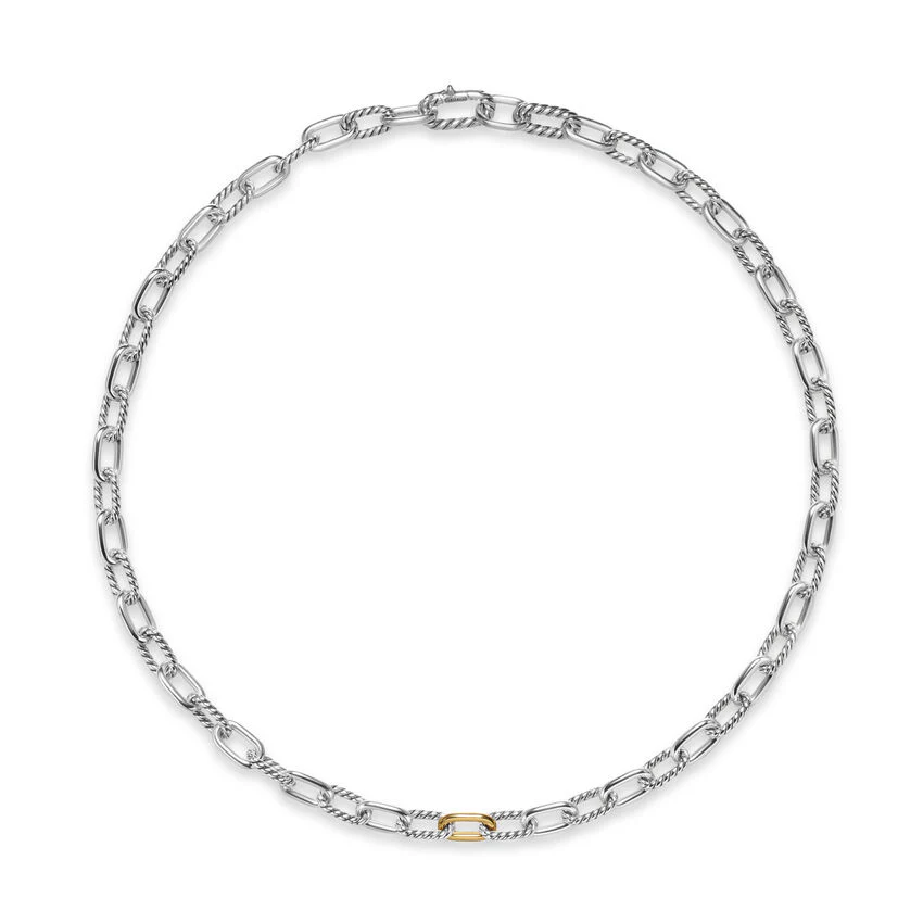 DY Madison Chain Necklace in Sterling Silver with 18K Yellow Gold, 8.5mm, 22" - Image 2