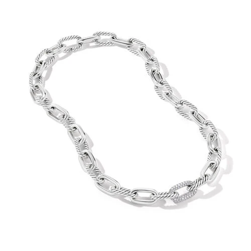DY Madison Chain Necklace in Sterling Silver with Diamonds, 18" - Image 3