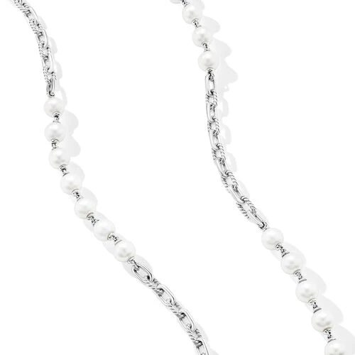 DY Madison Chain Necklace in Sterling Silver with Pearls, 6mm - Image 2