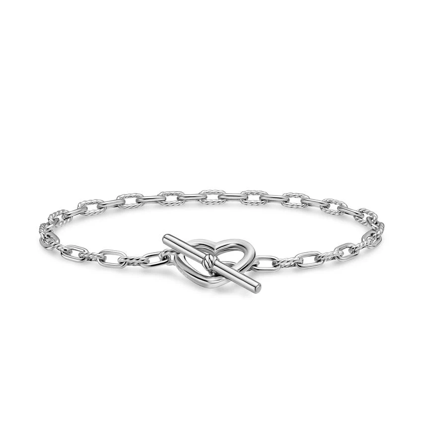 DY Madison Heart Toggle Chain Bracelet in Sterling Silver, 3mm, Size Medium