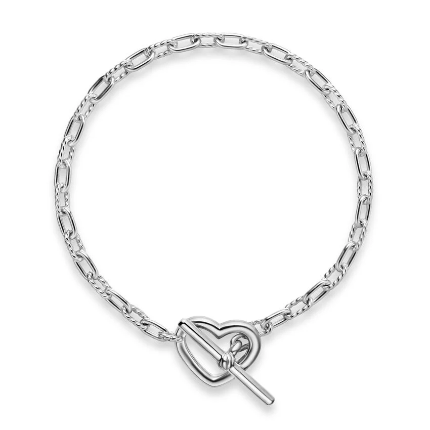 DY Madison Heart Toggle Chain Bracelet in Sterling Silver, 3mm, Size Medium - Image 2