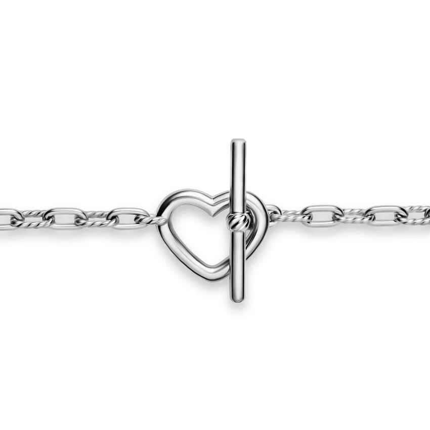 DY Madison Heart Toggle Chain Bracelet in Sterling Silver, 3mm, Size Medium - Image 4