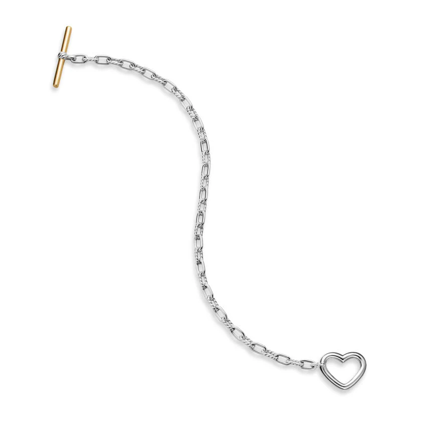 DY Madison Heart Toggle Chain Bracelet in Sterling Silver with 18K Yellow Gold, 3mm, Size Medium - Image 3