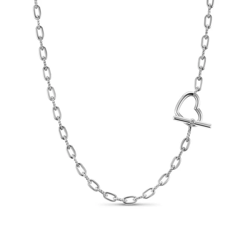 DY Madison Heart Toggle Chain Necklace in Sterling Silver, 3mm, 16"