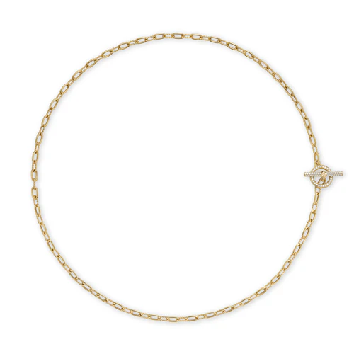 DY Madison Pavé Diamond Toggle Chain Necklace in 18K Yellow Gold, 17"