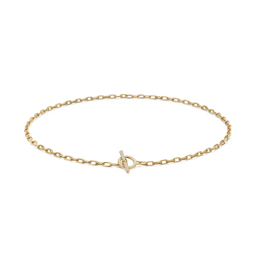 DY Madison Pavé Diamond Toggle Chain Necklace in 18K Yellow Gold, 17" - Image 2