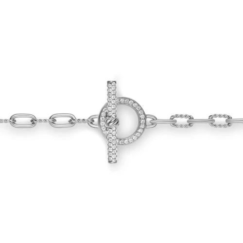 DY Madison Pavé Diamond Toggle Chain Necklace in Sterling Silver, 17" - Image 4