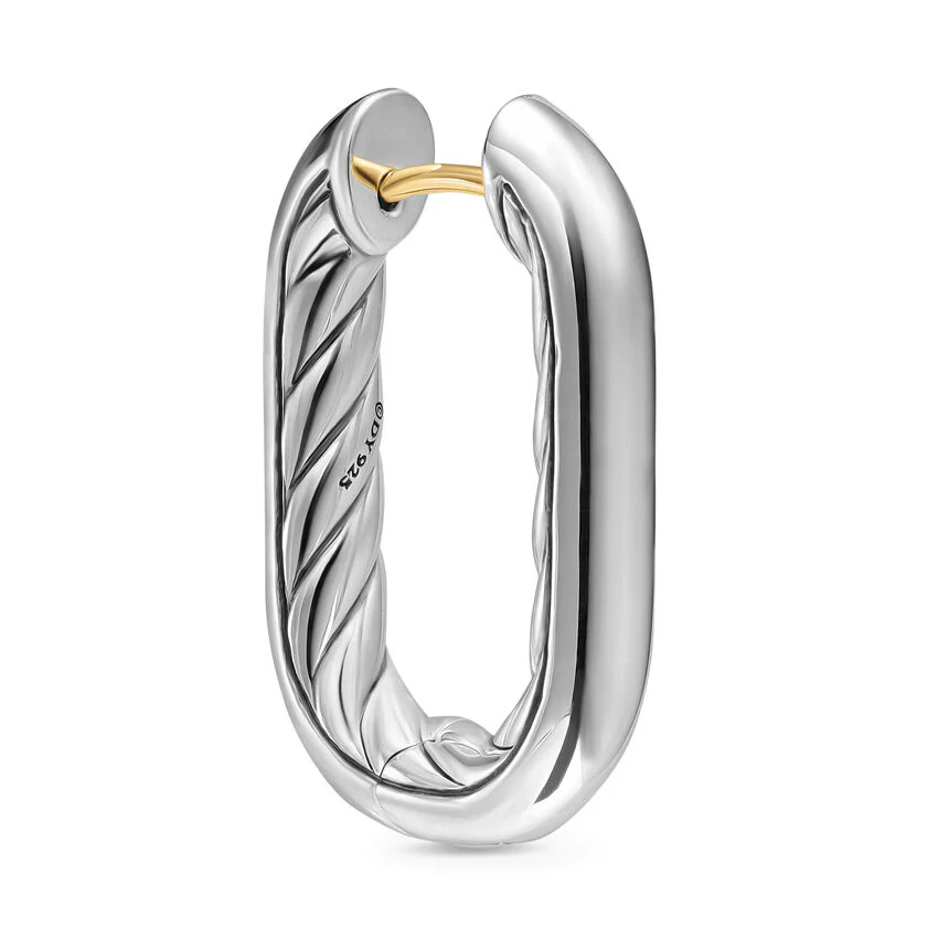 DY Madison Smooth Hoop Earrings in Sterling Silver, 24.3mm - Image 3