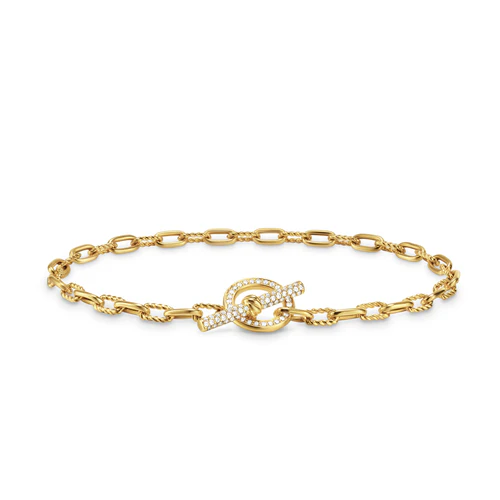 DY Madison Toggle Chain Bracelet in 18K Yellow Gold with Diamonds, Size Medium