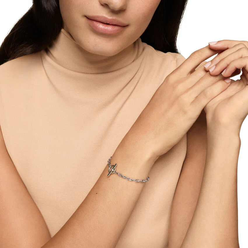 DY Madison Toggle Chain Bracelet in Sterling Silver, 3mm, Size Medium - Image 6