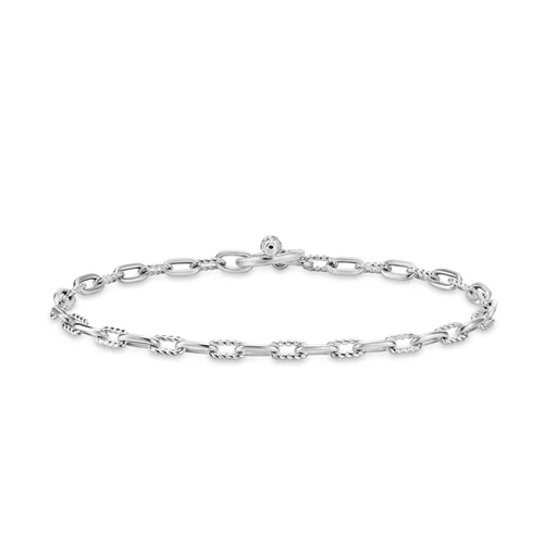 DY Madison Toggle Chain Bracelet in Sterling Silver with Diamonds, Size Medium - Image 2