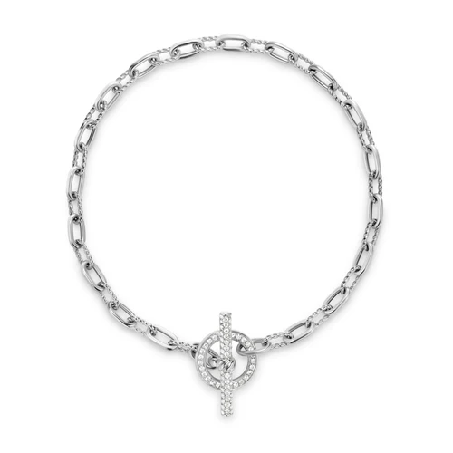 DY Madison Toggle Chain Bracelet in Sterling Silver with Diamonds, Size Small - Image 3