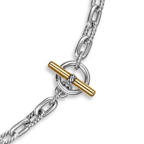 DY Madison Toggle Chain Necklace in Sterling Silver and 18K Yellow Gold, 16" - Image 3