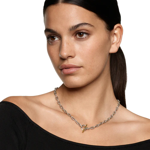 DY Madison Toggle Chain Necklace in Sterling Silver and 18K Yellow Gold, 16" - Image 5