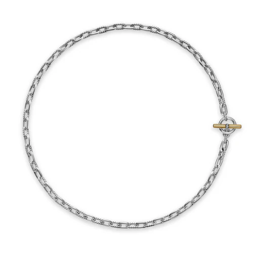 DY Madison Toggle Chain Necklace in Sterling Silver and 18K Yellow Gold, 18"