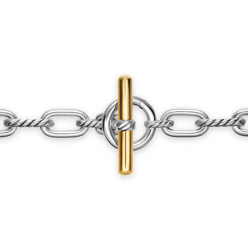 DY Madison Toggle Chain Necklace in Sterling Silver with 18K Yellow Gold, 16" - Image 4