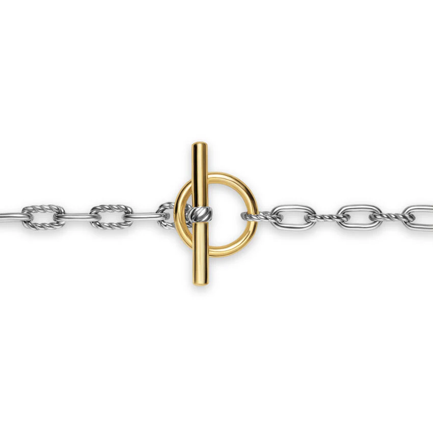 DY Madison Toggle Chain Necklace in Sterling Silver with 18K Yellow Gold, 3mm, 17" - Image 4