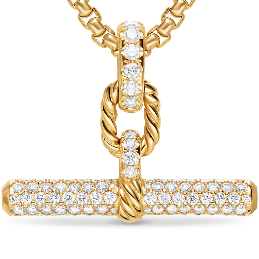 DY Madison Toggle Pendant in 18K Yellow Gold with Diamonds, 29mm - Image 2