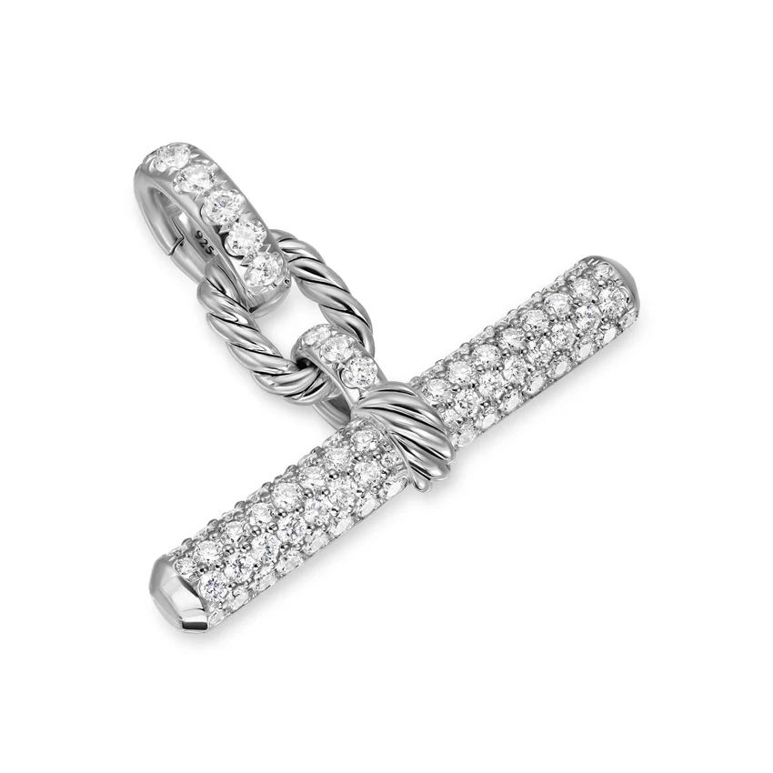 DY Madison Toggle Pendant in Sterling Silver with Diamonds, 29mm