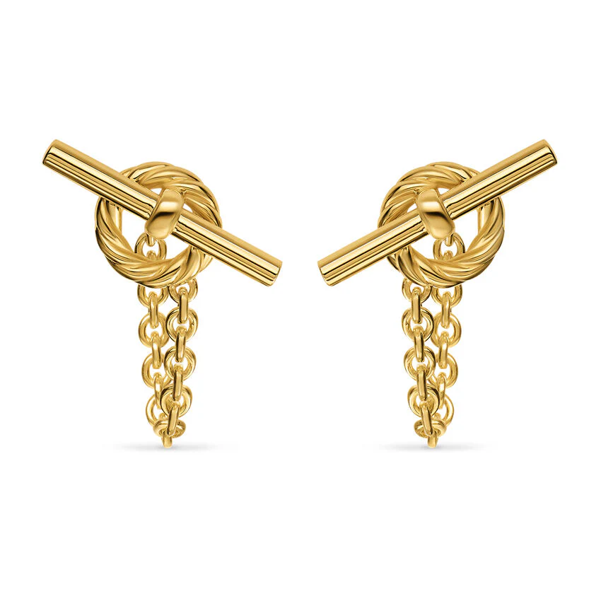 DY Mercer Bold Toggle Chain Stud Earrings in 18K Yellow Gold, 50.4mm