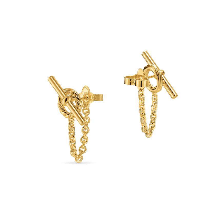 DY Mercer Bold Toggle Chain Stud Earrings in 18K Yellow Gold, 50.4mm - Image 2