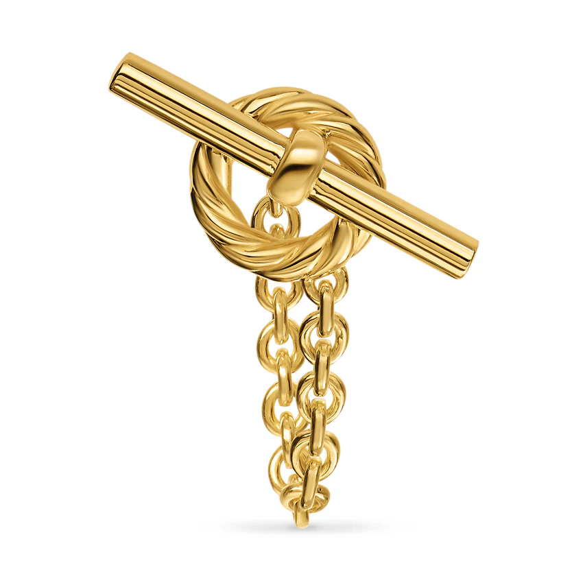 DY Mercer Bold Toggle Chain Stud Earrings in 18K Yellow Gold, 50.4mm - Image 3