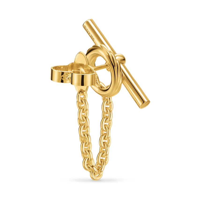 DY Mercer Bold Toggle Chain Stud Earrings in 18K Yellow Gold, 50.4mm - Image 4