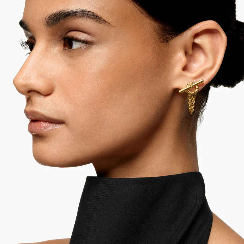 DY Mercer Bold Toggle Chain Stud Earrings in 18K Yellow Gold, 50.4mm - Image 5