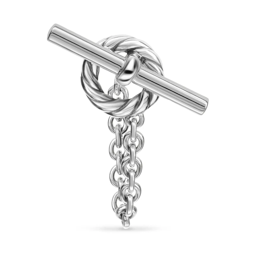 DY Mercer Bold Toggle Chain Stud Earrings in Sterling Silver, 50.4mm - Image 3
