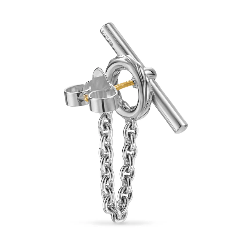 DY Mercer Bold Toggle Chain Stud Earrings in Sterling Silver, 50.4mm - Image 4