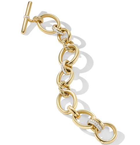 DY Mercer Bracelet in 18K Yellow Gold with Pavé Diamonds, Size Medium - Image 3