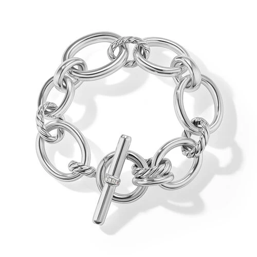 DY Mercer Bracelet in Sterling Silver with Pavé Diamonds, Size Large - Image 2