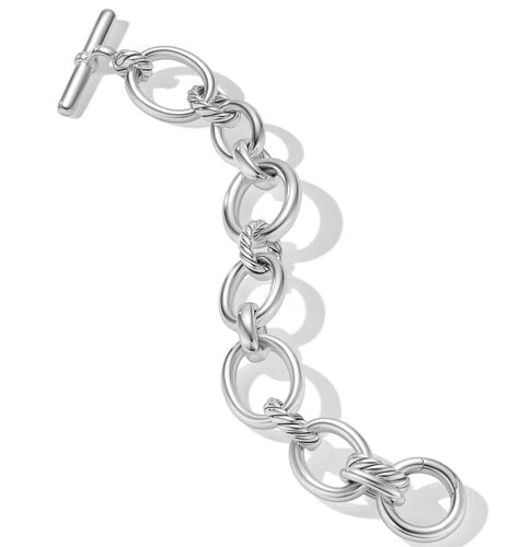 DY Mercer Bracelet in Sterling Silver with Pavé Diamonds, Size Large - Image 3