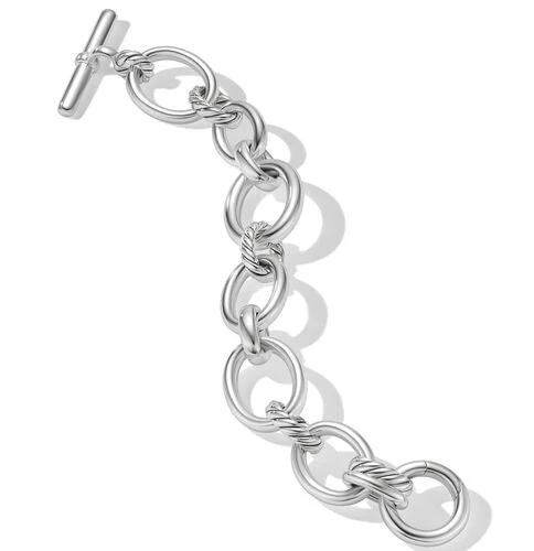 DY Mercer Bracelet in Sterling Silver with Pavé Diamonds, Size Medium - Image 3