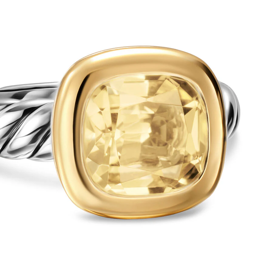 DY Mercer Color Stone Ring in Sterling Silver with 18K Yellow Gold and Champagne Citrine, 10mm, Size 6 - Image 2