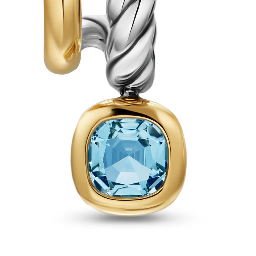 DY Mercer Color Two Row Drop Earrings in Sterling Silver with 18K Yellow Gold and Sky Blue Topaz, 19.5mm - Image 3