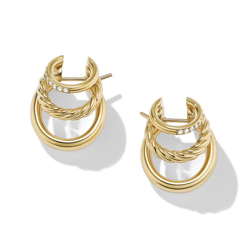 DY Mercer Multi Hoop Earrings in 18K Yellow Gold with Pavé Diamonds - Image 2