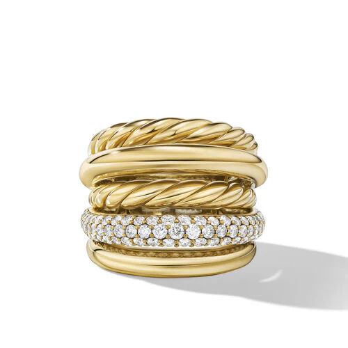 DY Mercer Multi Row Ring in 18K Yellow Gold with Diamonds, Size 9 - Image 3