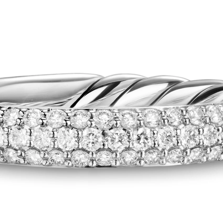 DY Mercer Pavé Band Ring in Sterling Silver with Diamonds, 3.7mm, Size 6 - Image 3