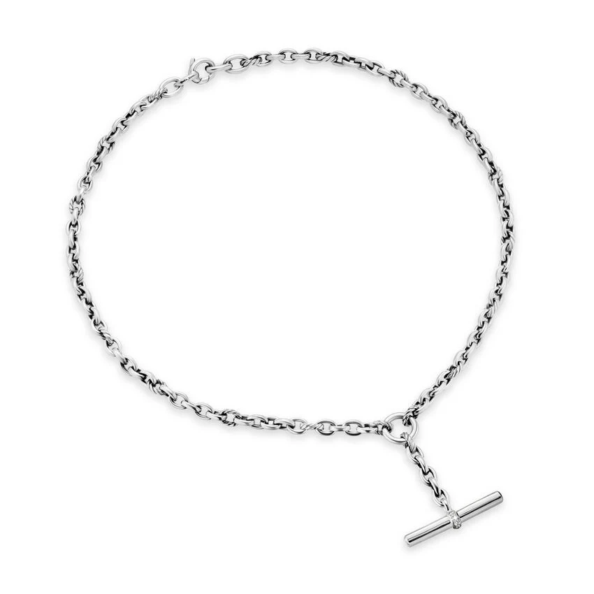 DY Mercer Petite Toggle Chain Necklace in Sterling Silver with Diamonds, 4.5mm, 20" - Image 2