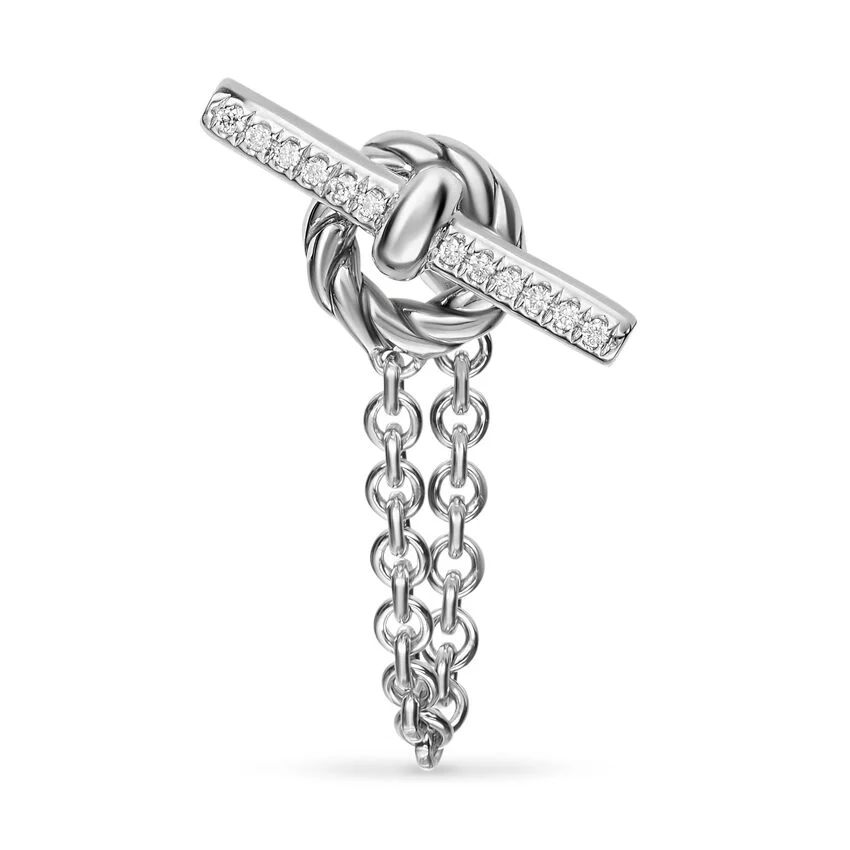 DY Mercer Petite Toggle Chain Stud Earrings in Sterling Silver with Diamonds, 38.2mm - Image 3