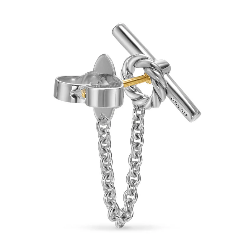 DY Mercer Petite Toggle Chain Stud Earrings in Sterling Silver with Diamonds, 38.2mm - Image 4